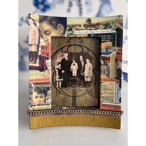 Bar Mitzvah Mixed Media Photo Frame Bar Mitzvah Handcrafted Gift Decoupage